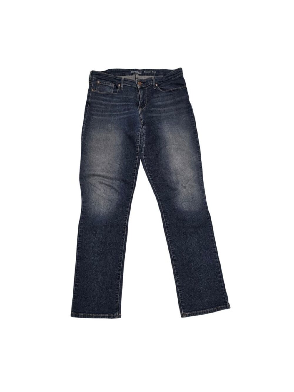 Signature Levi Strauss Modern Slim Dark Wash Stretch Jeans Size 14 (35 x 30")
